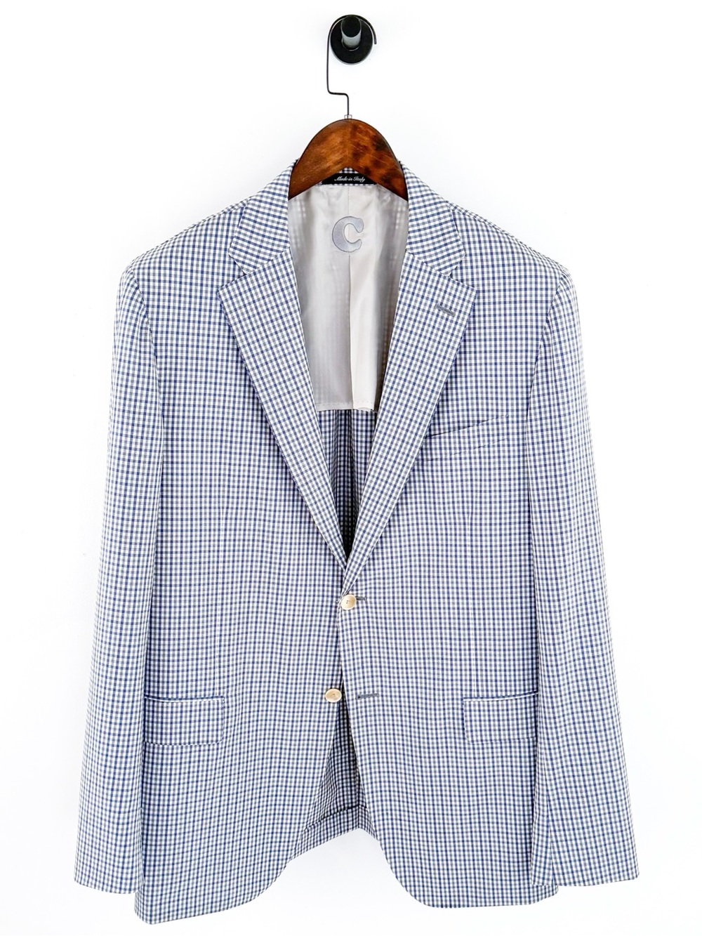 NEW Caruso Classic Men's Italian Wool Blue Check Blazer Sport Coat 46L - Picture 1 of 16